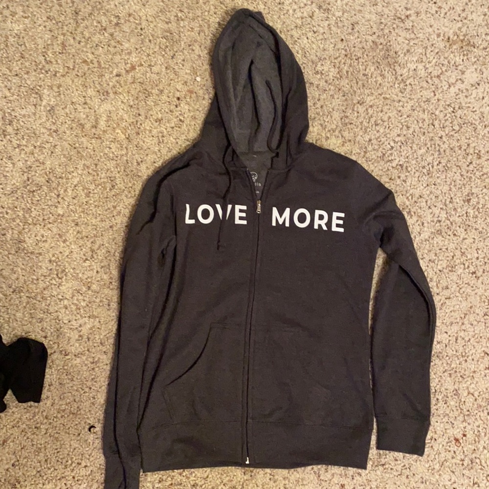 dark gray zip up hoodie: ivory ella